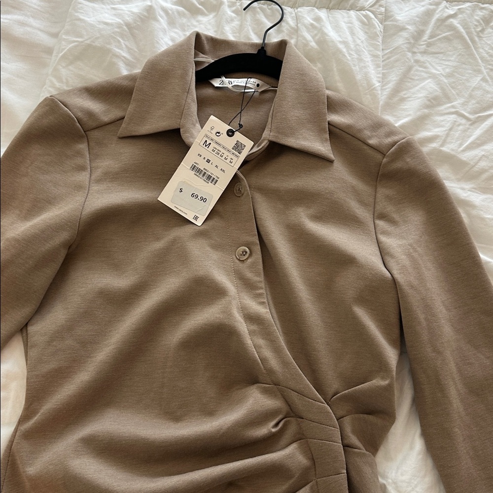 Zara Tan Asymmetrical Top